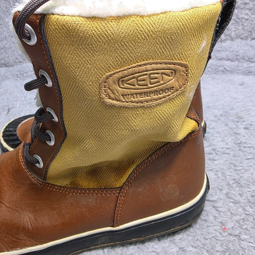 KEEN Elsa Winter Boots Brown Yellow Waterproof Insulated to -20 Women 7.5